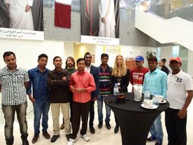 With immigrant workers in Qatar social innovation workshop
